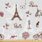 Ambesonne Paris Fabric by The Yard, Romance Language Capital of Love Eiffel Heart Fashion City Girlish Print, Decorative Fabric for Upholstery and Home Accents, 1 Yard, Redwood Pearl